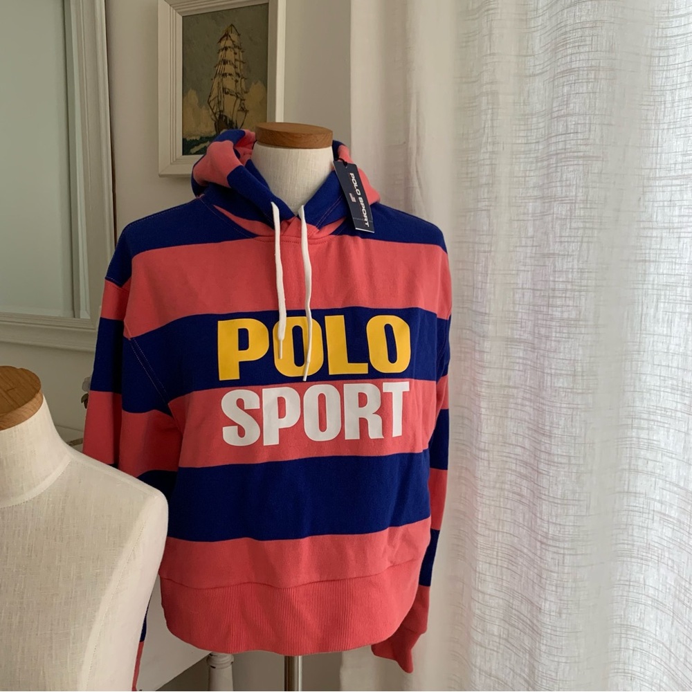 Ralph Lauren Pink Blue Stripe Sweatshirt